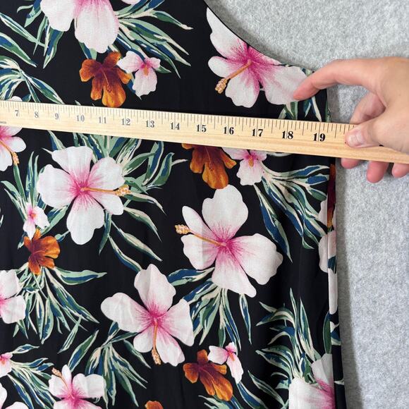 LTX Sportswear Mini Dress Small Black Tropical Hawaiian Flowy Cruise Resort USA‎ - Picture 5 of 11